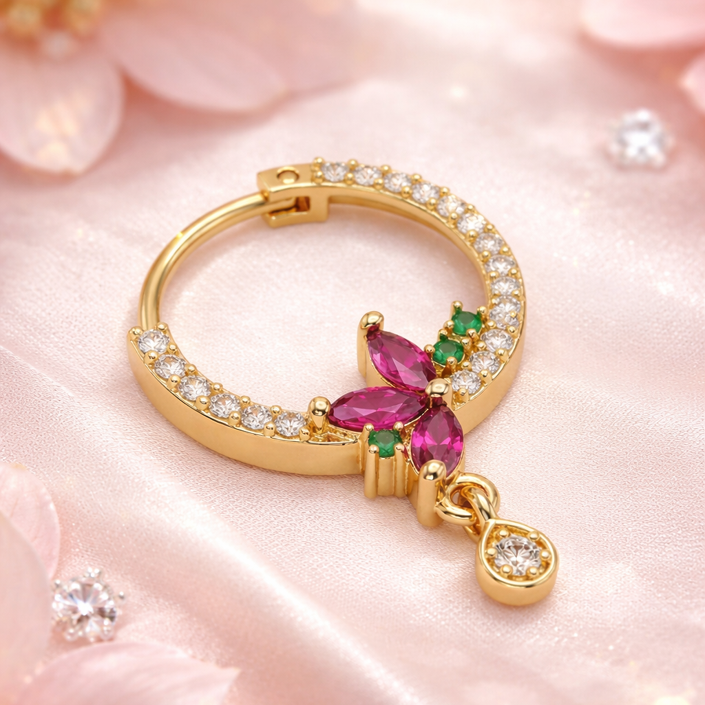 AD NATH | Multicolor Stone Studded Nath Nose Ring for Women