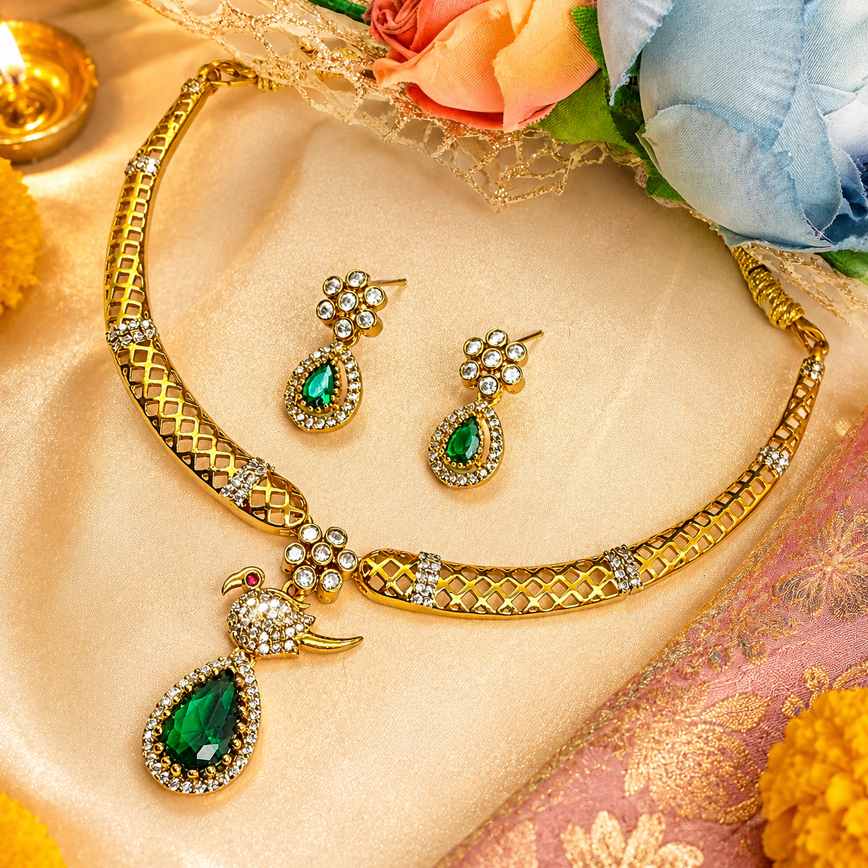 AD Parakeet Hasli Choker - Green
