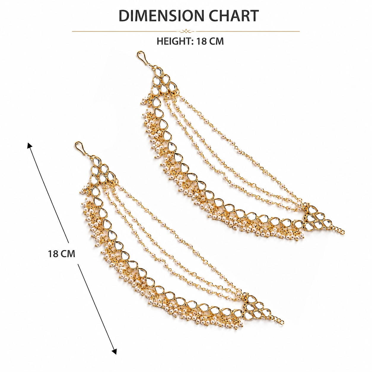 Traditional Kundan Indian Gold-Tone Ear Chain