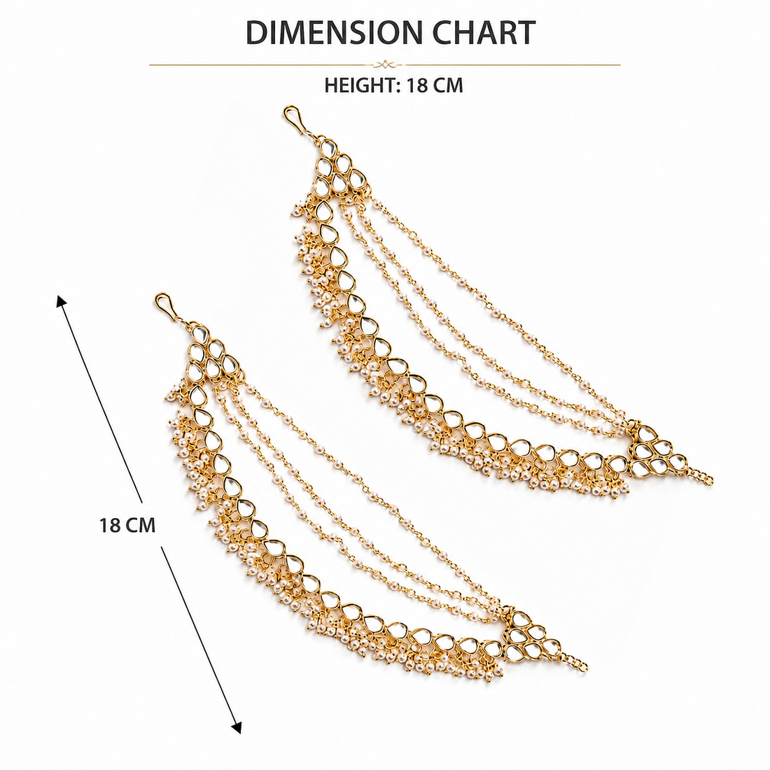 Traditional Kundan Indian Gold-Tone Ear Chain