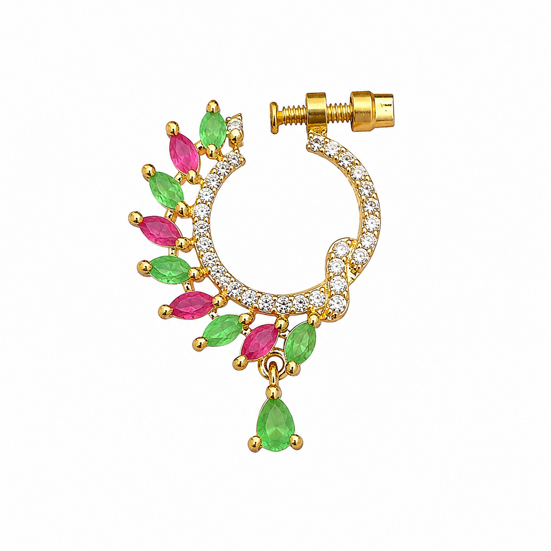 AD Nath | Multicolor CZ Stone Nath Nose Ring for Women