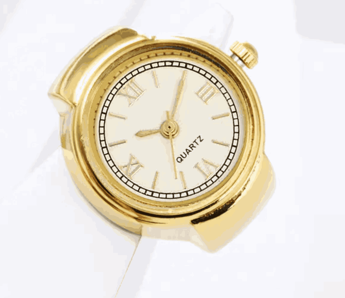 Anti Tarnish | Gold Plated Watch Style Finger Ring for Women – Adjustable & Trendy | Anti Tarnish