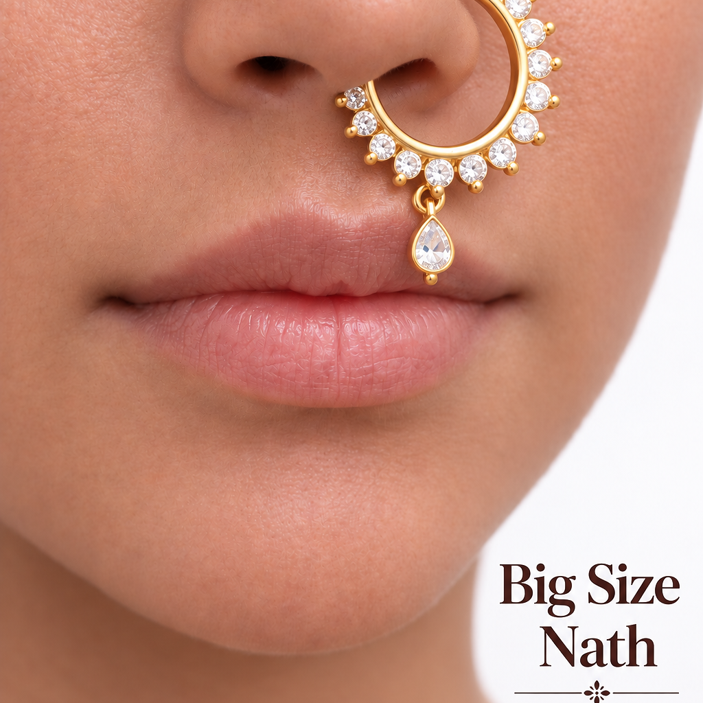 AD NATH | Crystal Studded Nath Nose Ring for Women