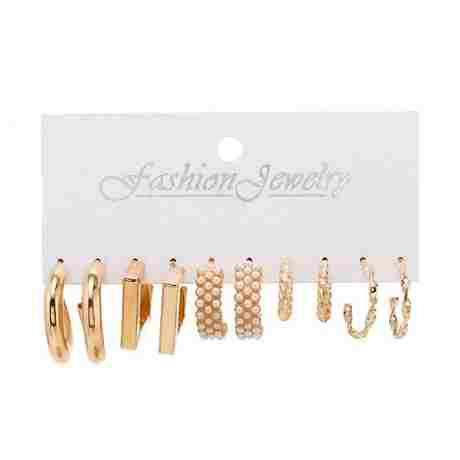 5-Piece Gold & Pearl Hoop Earring Set – Minimalist & Elegant Variety Pack