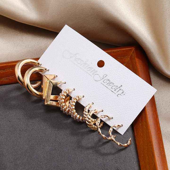 5-Piece Gold & Pearl Hoop Earring Set – Minimalist & Elegant Variety Pack