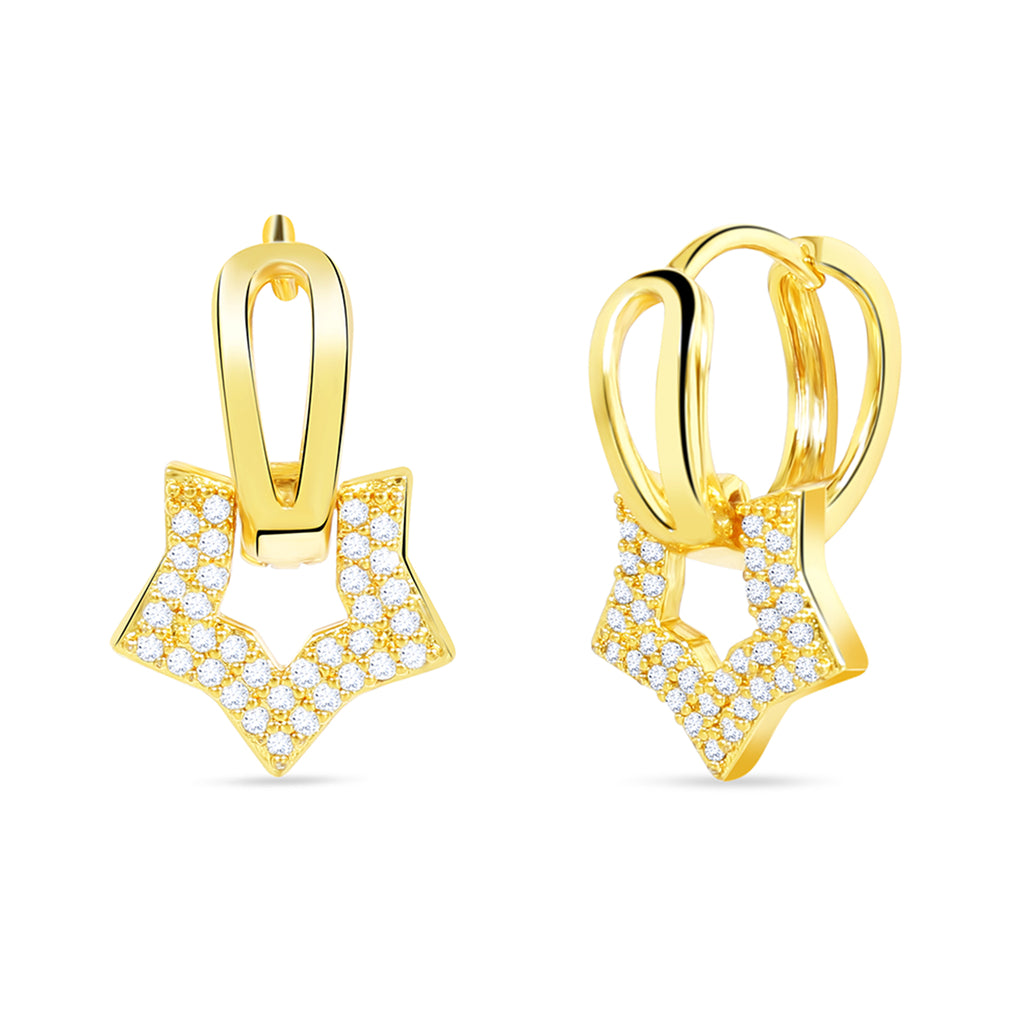 Gem Ad Shining Star Hoop Earrings - Washable