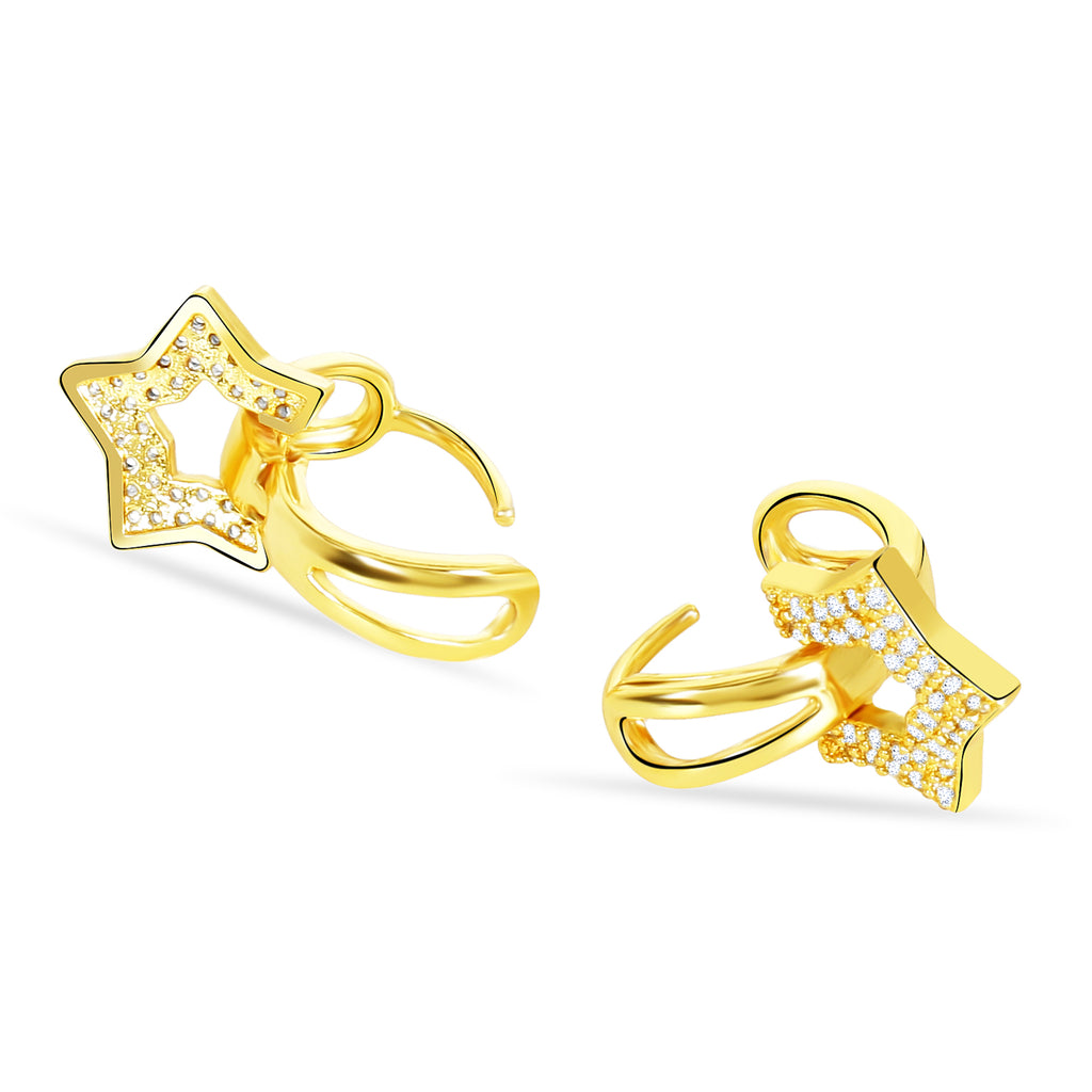 Gem Ad Shining Star Hoop Earrings - Washable