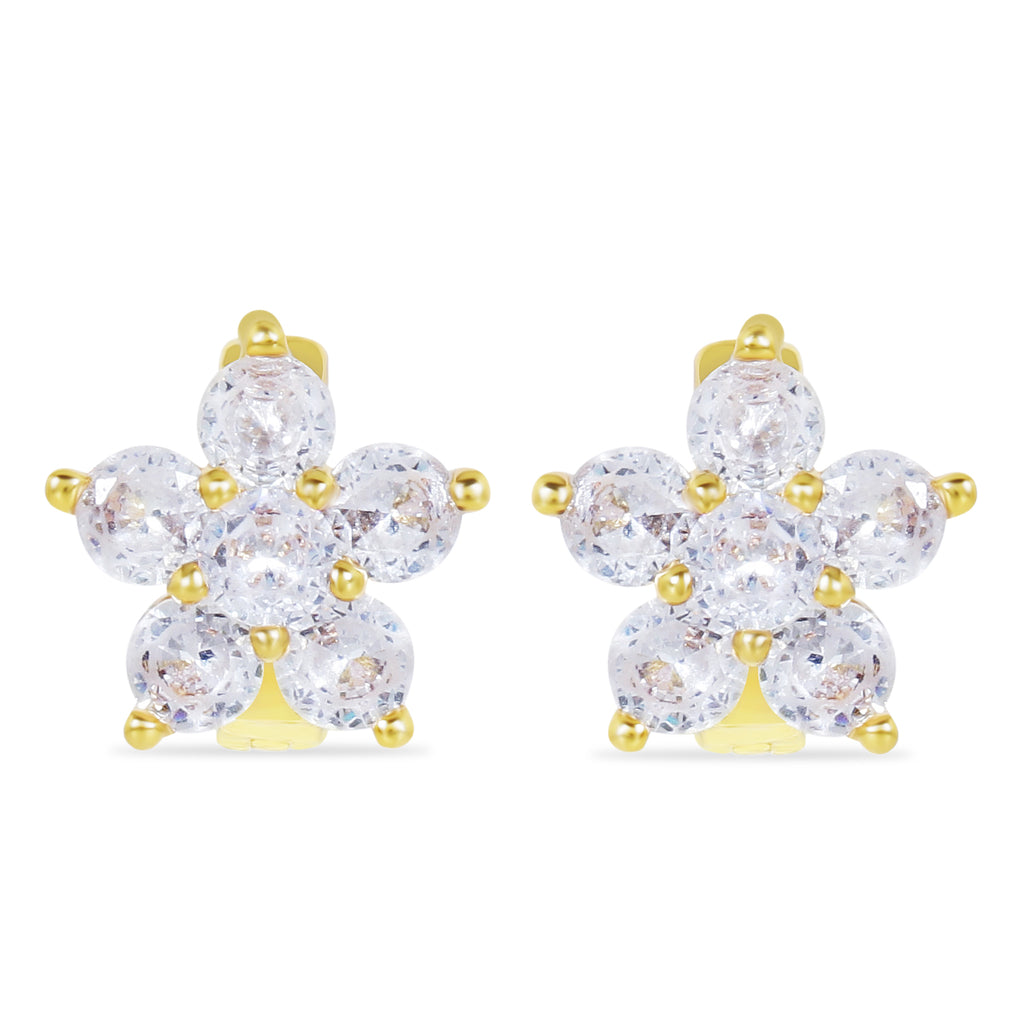 Star Flower American Diamond Gold Stud - Washable