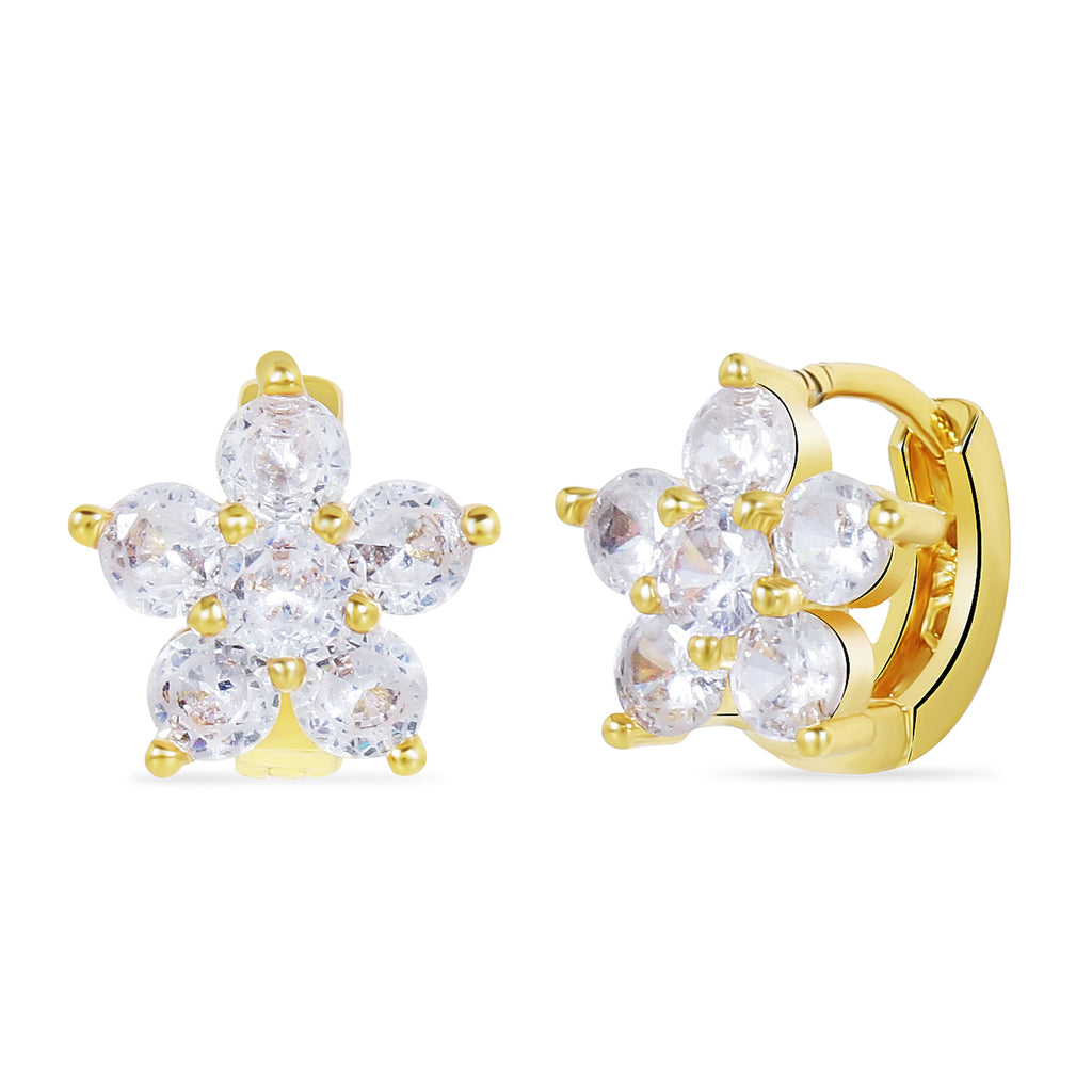 Star Flower American Diamond Gold Stud - Washable