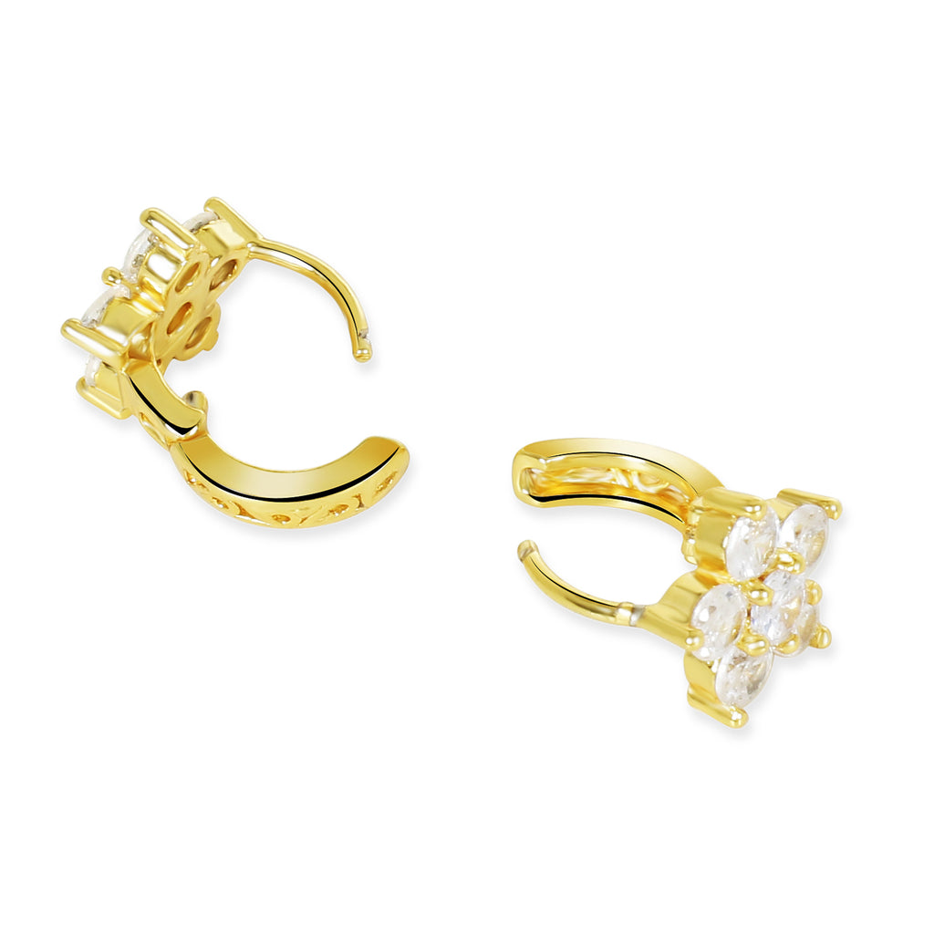 Star Flower American Diamond Gold Stud - Washable