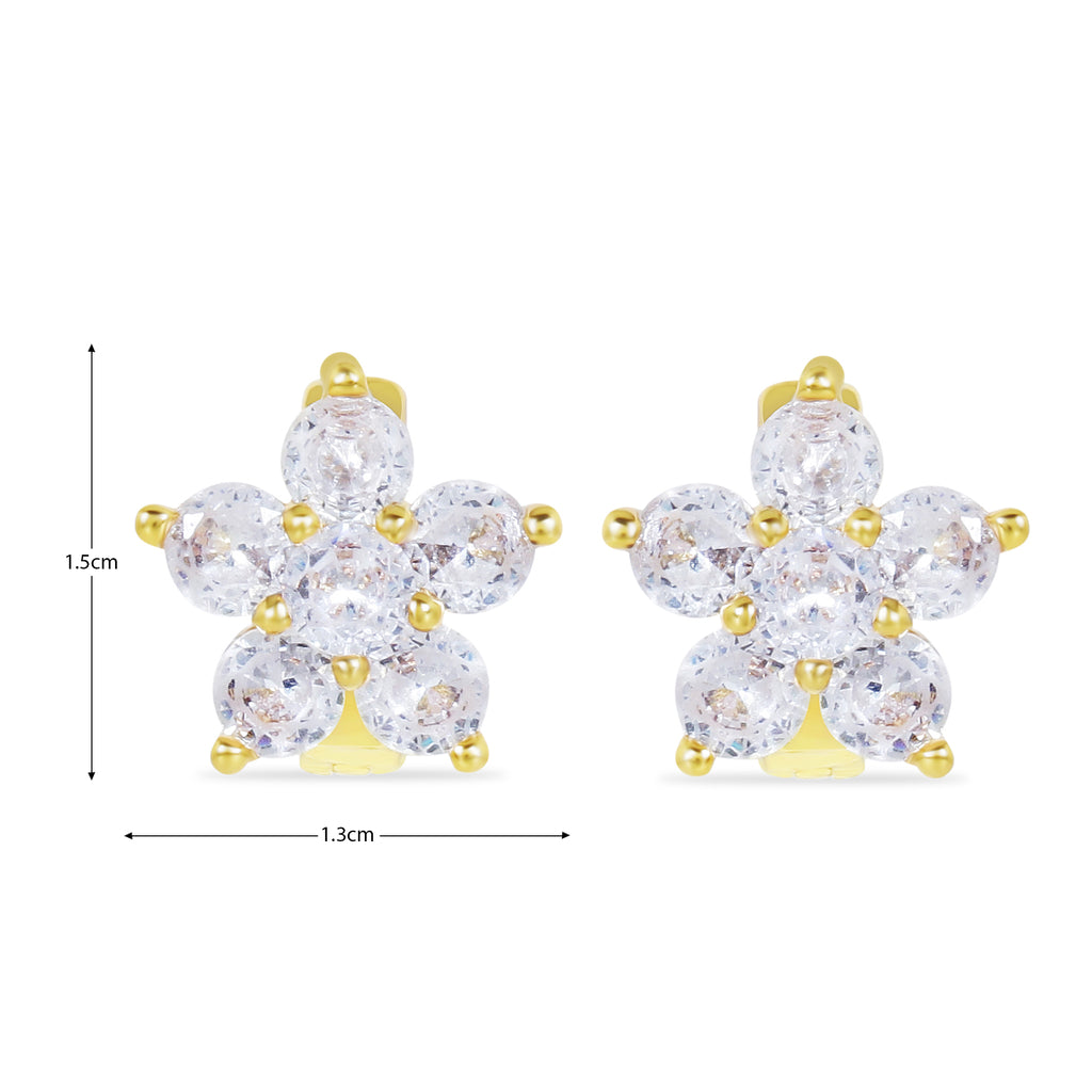 Star Flower American Diamond Gold Stud - Washable