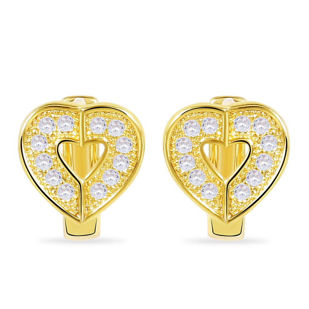 Heart Ad Studded Gold Stud - Washable