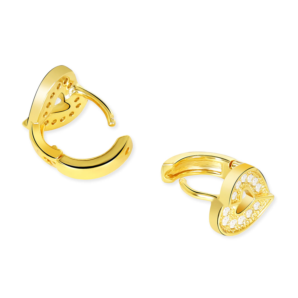 Heart Ad Studded Gold Stud - Washable