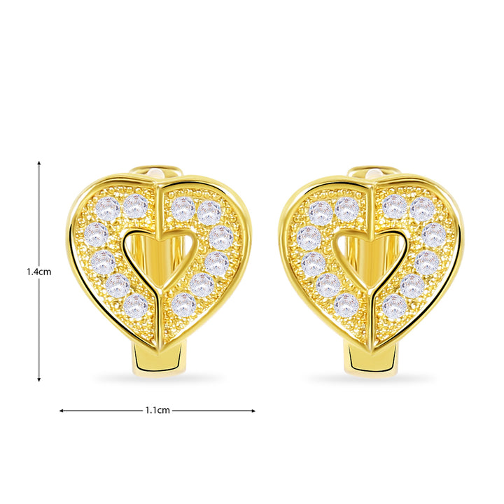 Heart Ad Studded Gold Stud - Washable