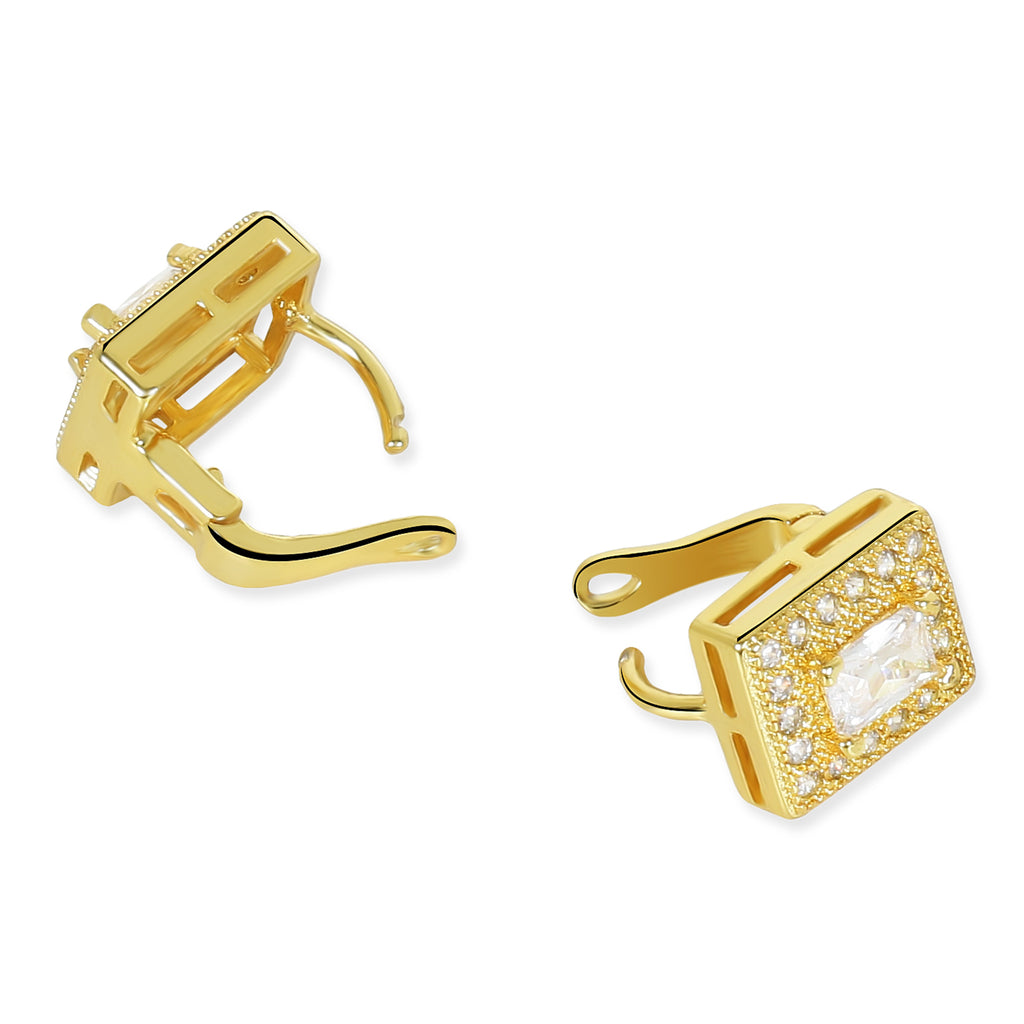 Rectangle American Diamond Gold Stud - Washable