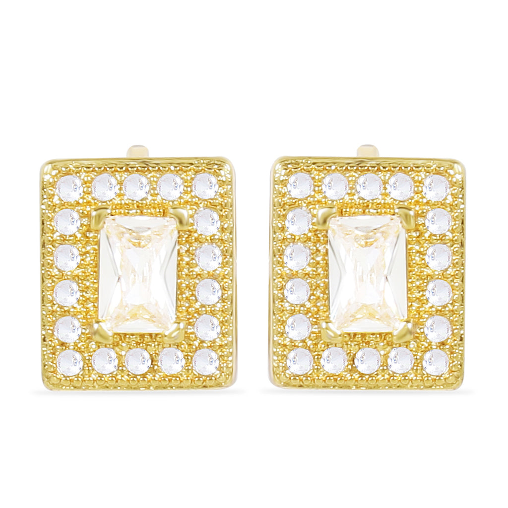 Rectangle American Diamond Gold Stud - Washable