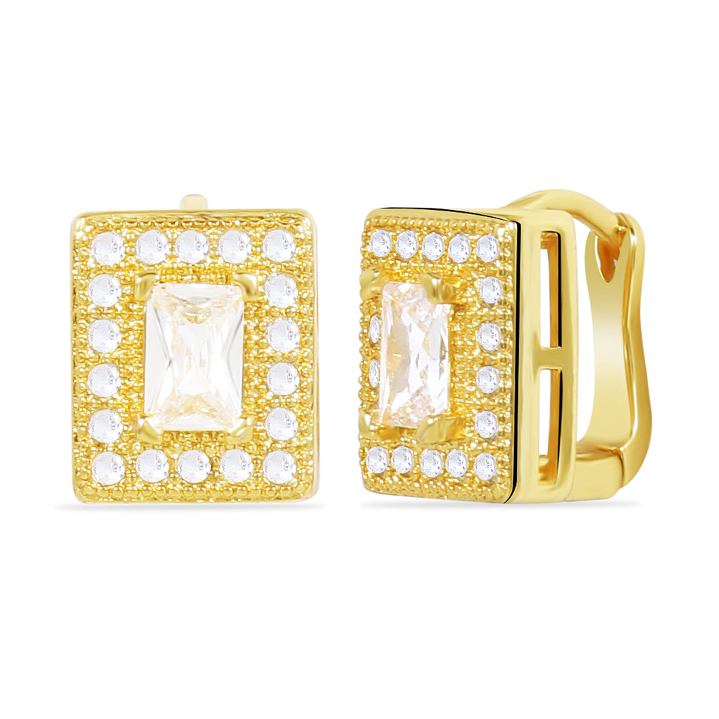 Rectangle American Diamond Gold Stud - Washable