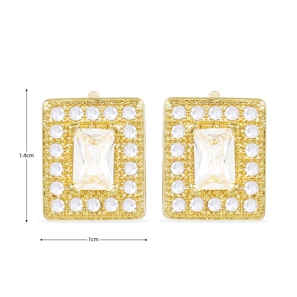 Rectangle American Diamond Gold Stud - Washable