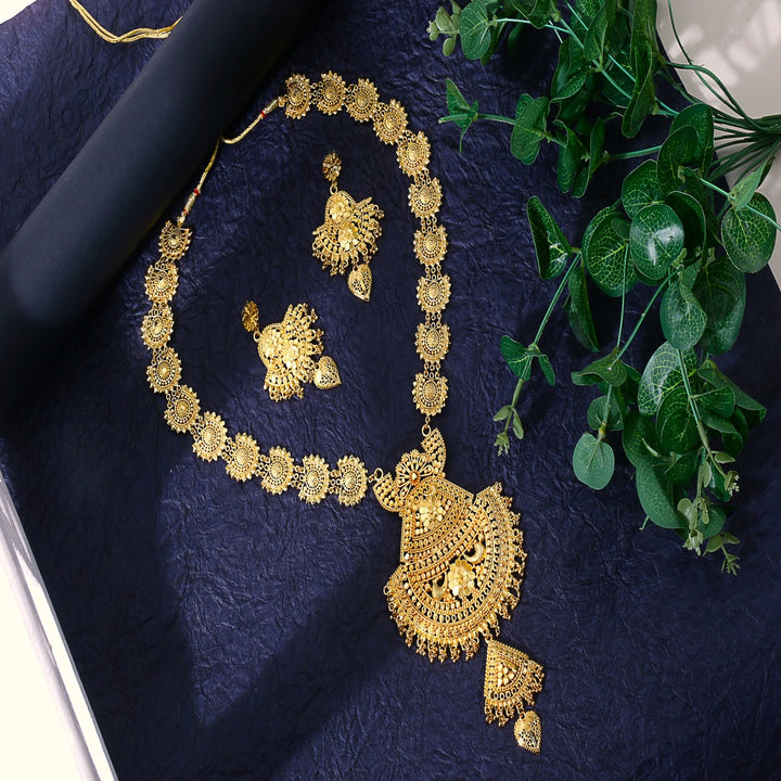 Precious Long Gold Plated Forming Necklace Set