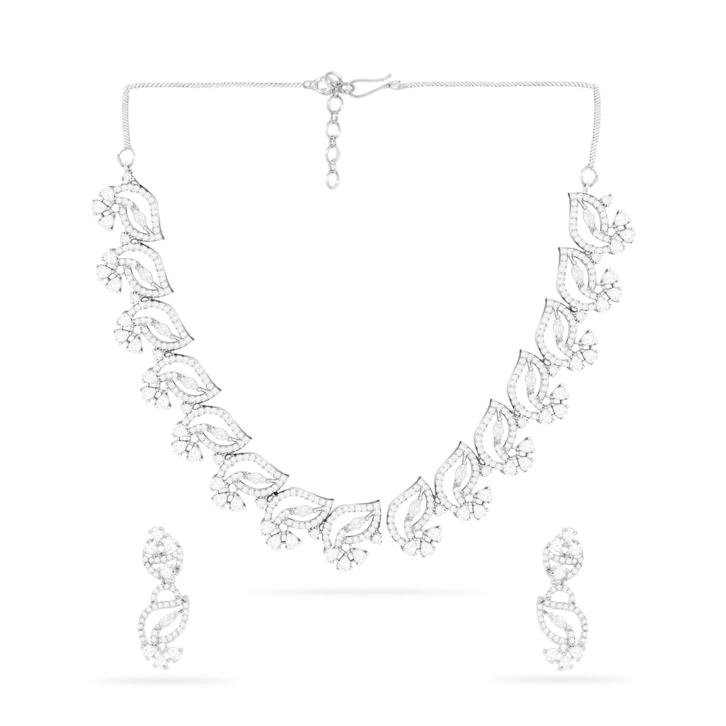 Rhodium Plated CZ Fascinating Necklace Set