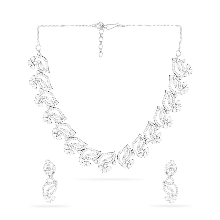 Rhodium Plated CZ Fascinating Necklace Set