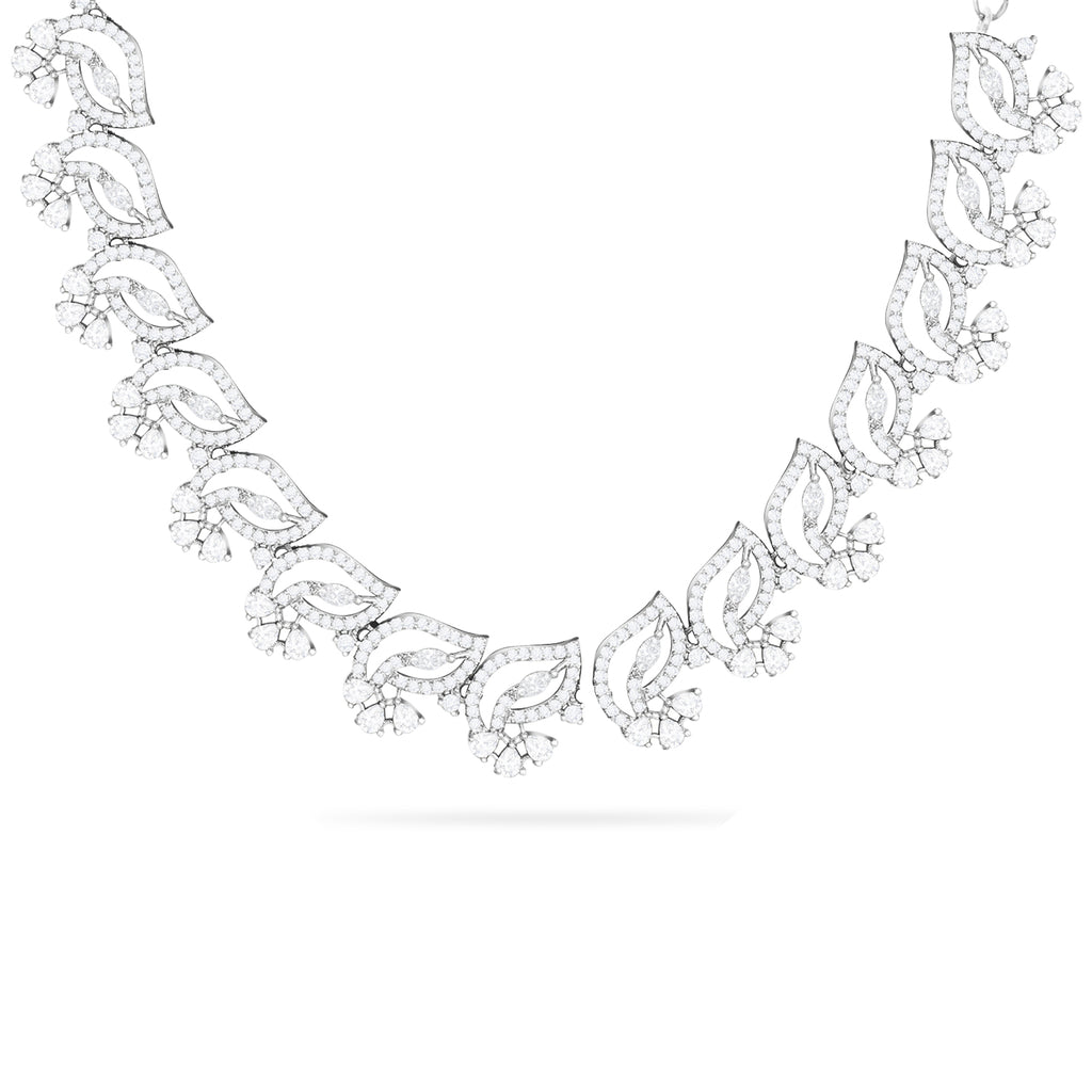 Rhodium Plated CZ Fascinating Necklace Set