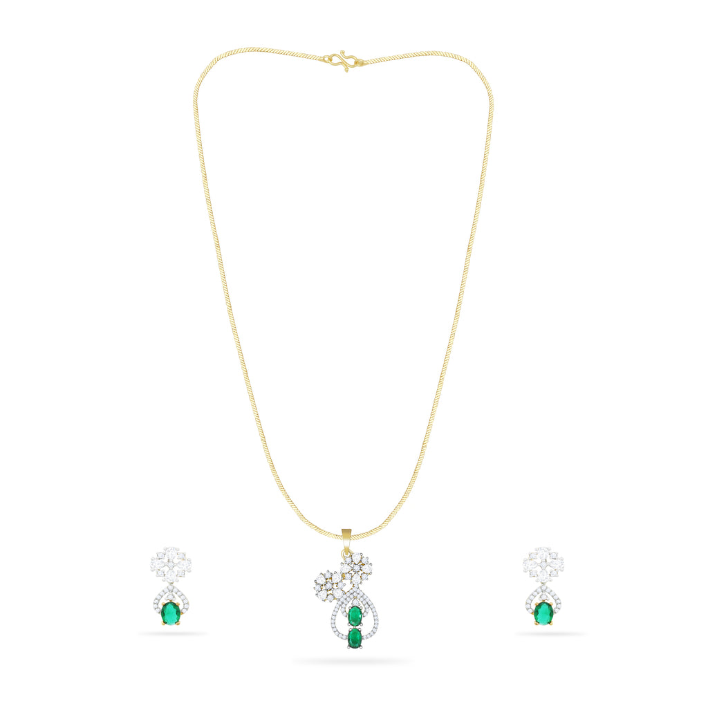 Emerald Ad Stylish Sleek Pendent Set Gold