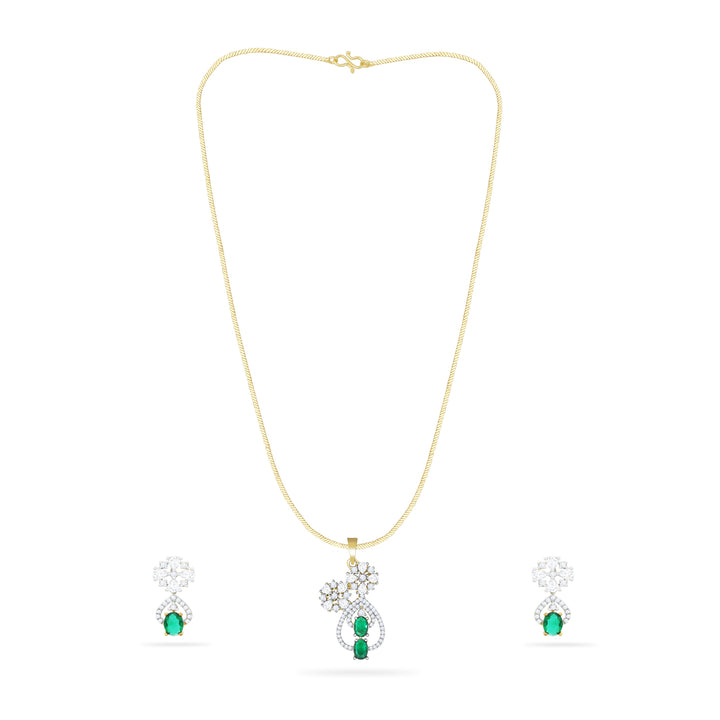 Emerald Ad Stylish Sleek Pendent Set Gold