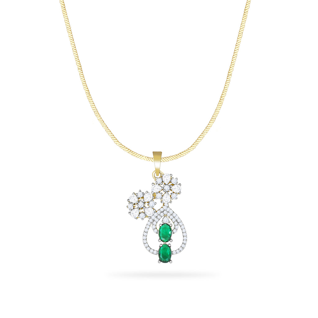 Emerald Ad Stylish Sleek Pendent Set Gold