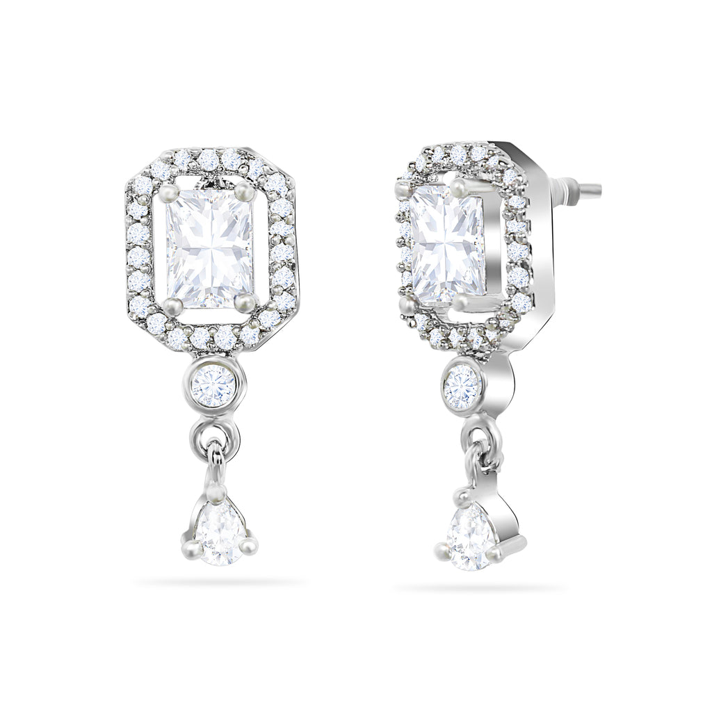 CZ Silver Plated Drop Gems Sparkling Elegance Necklace Set