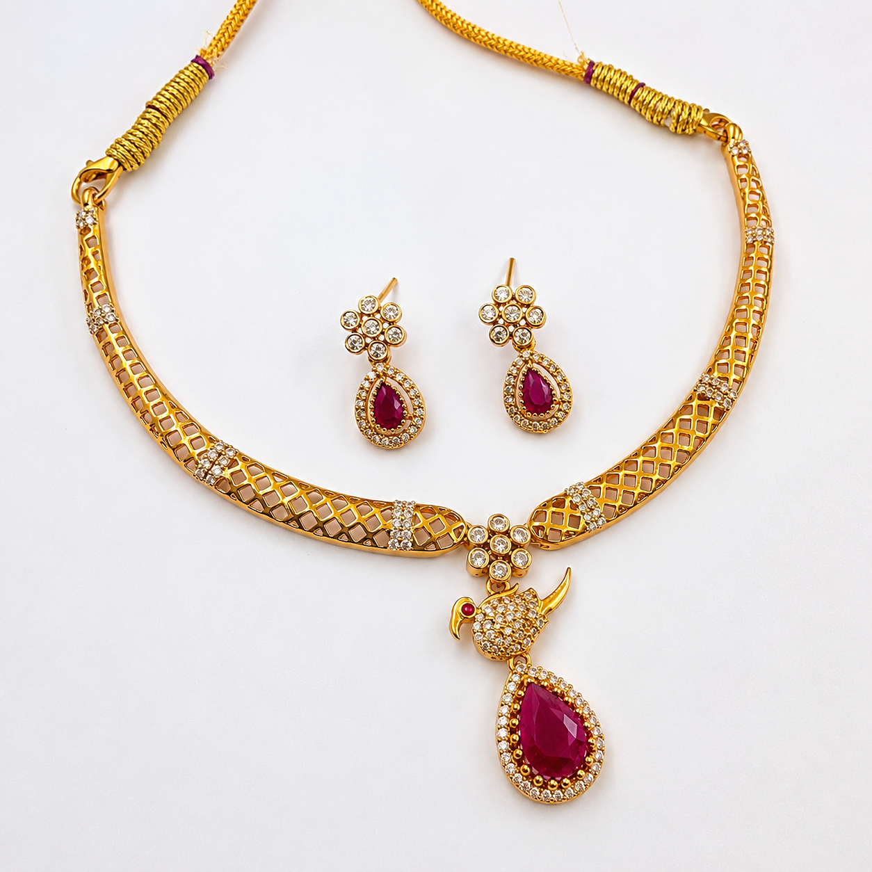 AD Parakeet Hasli Choker - Majenta