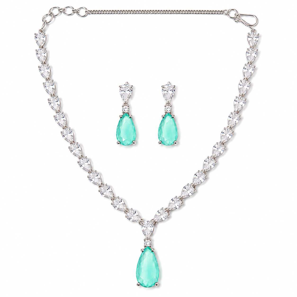Mint Green Necklace Set with Earrings