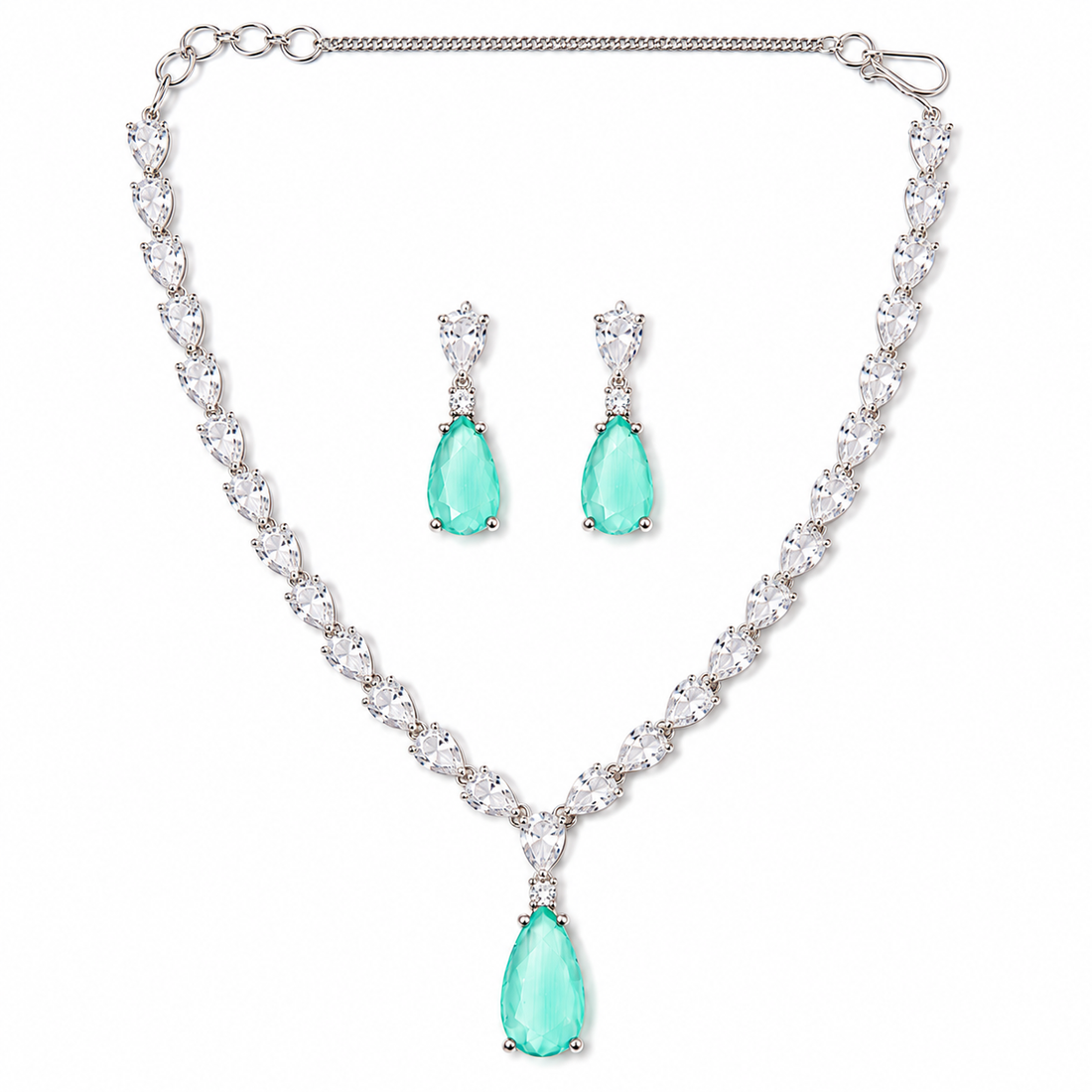 Mint Green Necklace Set with Earrings