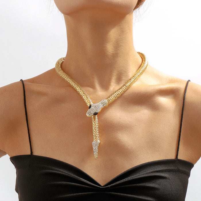 Cz Magnetic Snake Style Necklace Adjustable