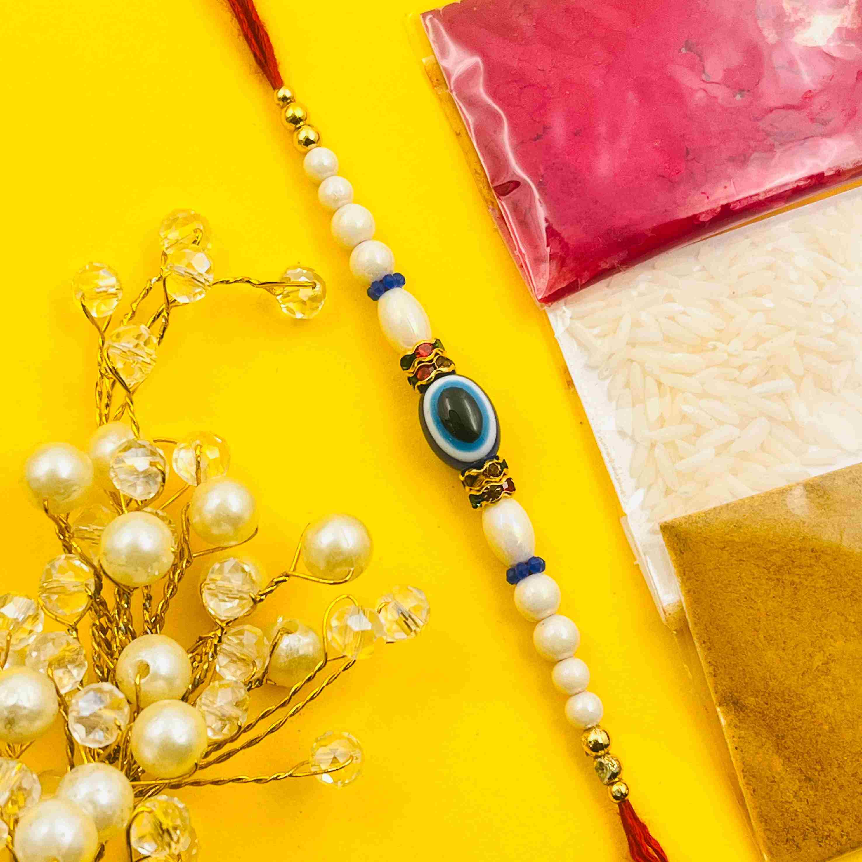 Evil Eye Blue Beaded Rakhi for Brother