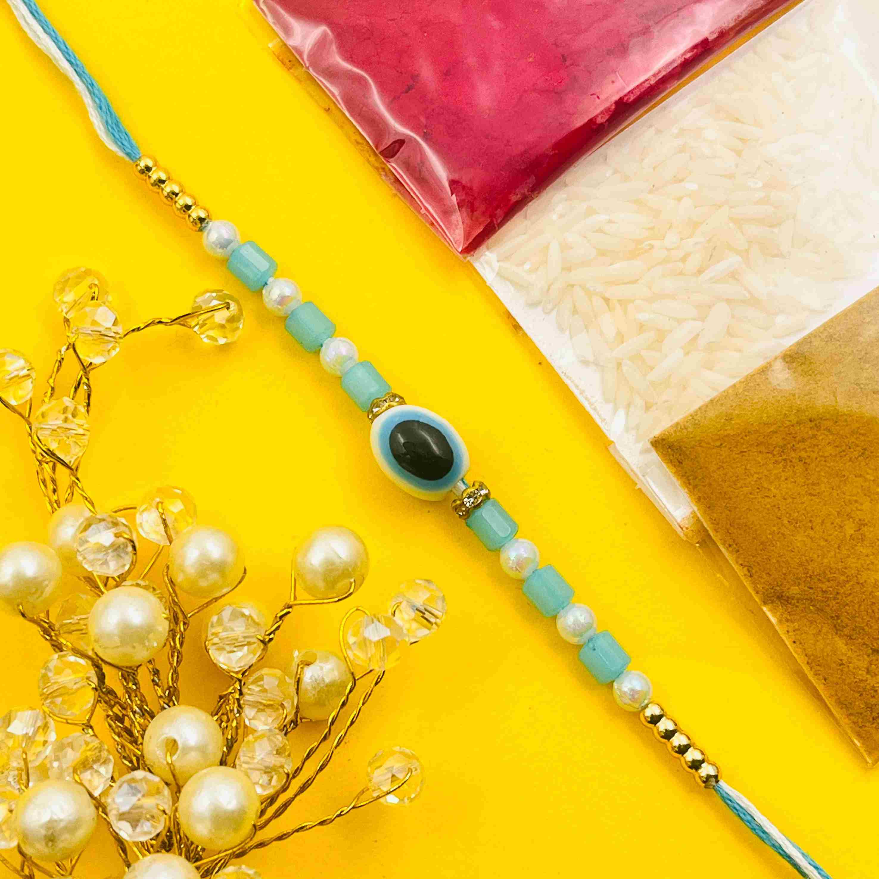 Nazar Rakhi for Brother | Evil Eye Beaded