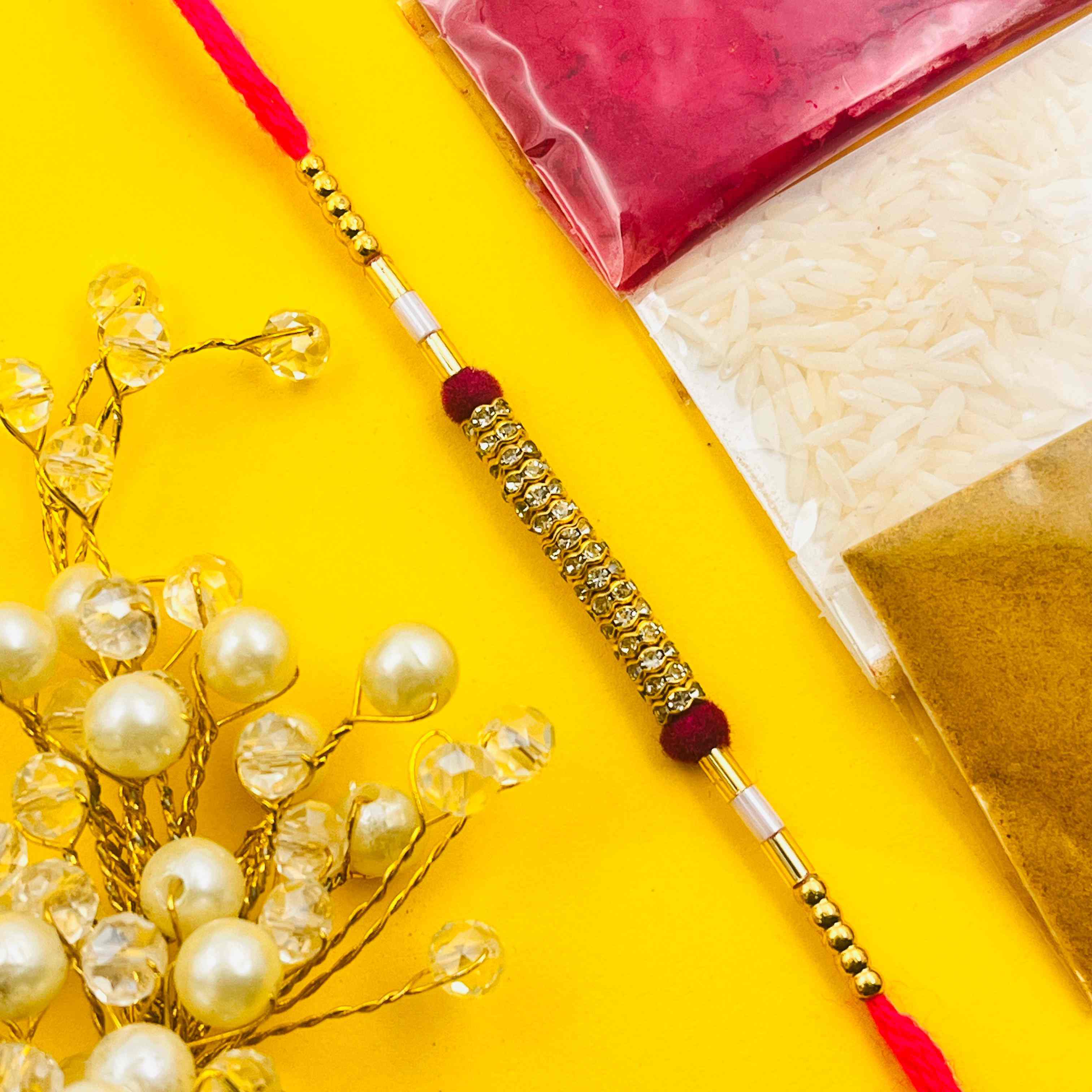 Red Beaded Designer Rakhi for Brother