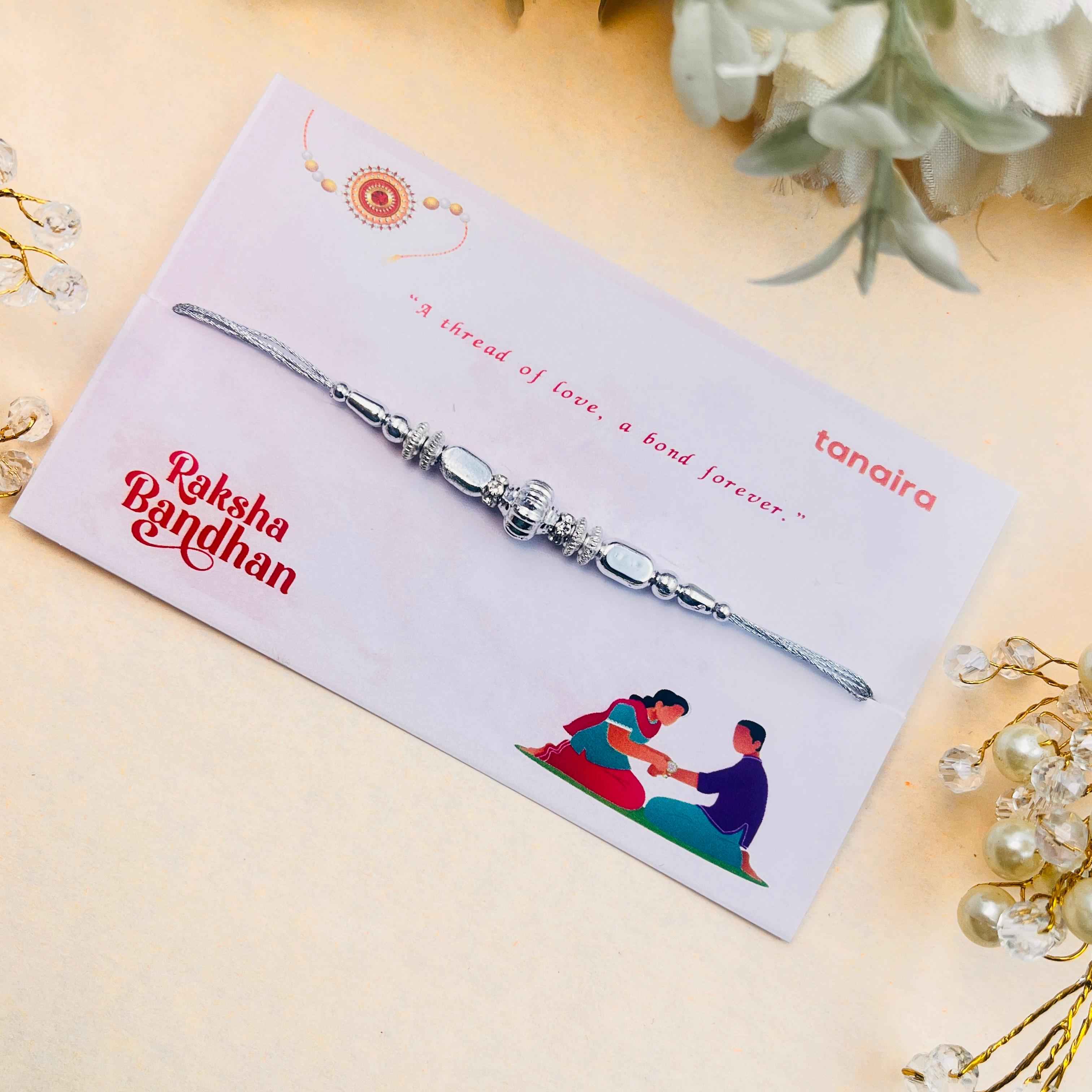 Silver Metallic Rakhi for Brother