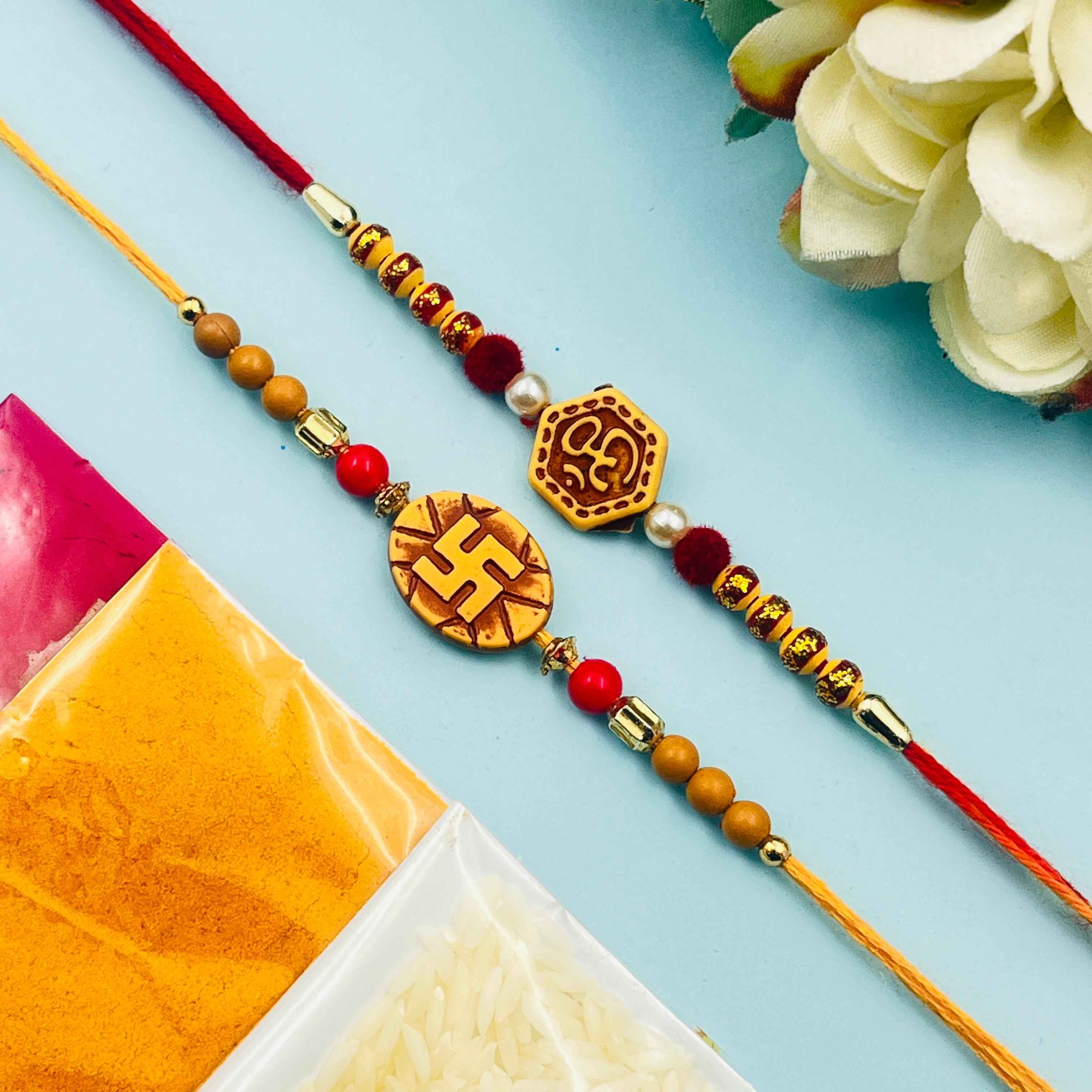 Rakhi Set with Swastik & Shri Symbol Set of 2