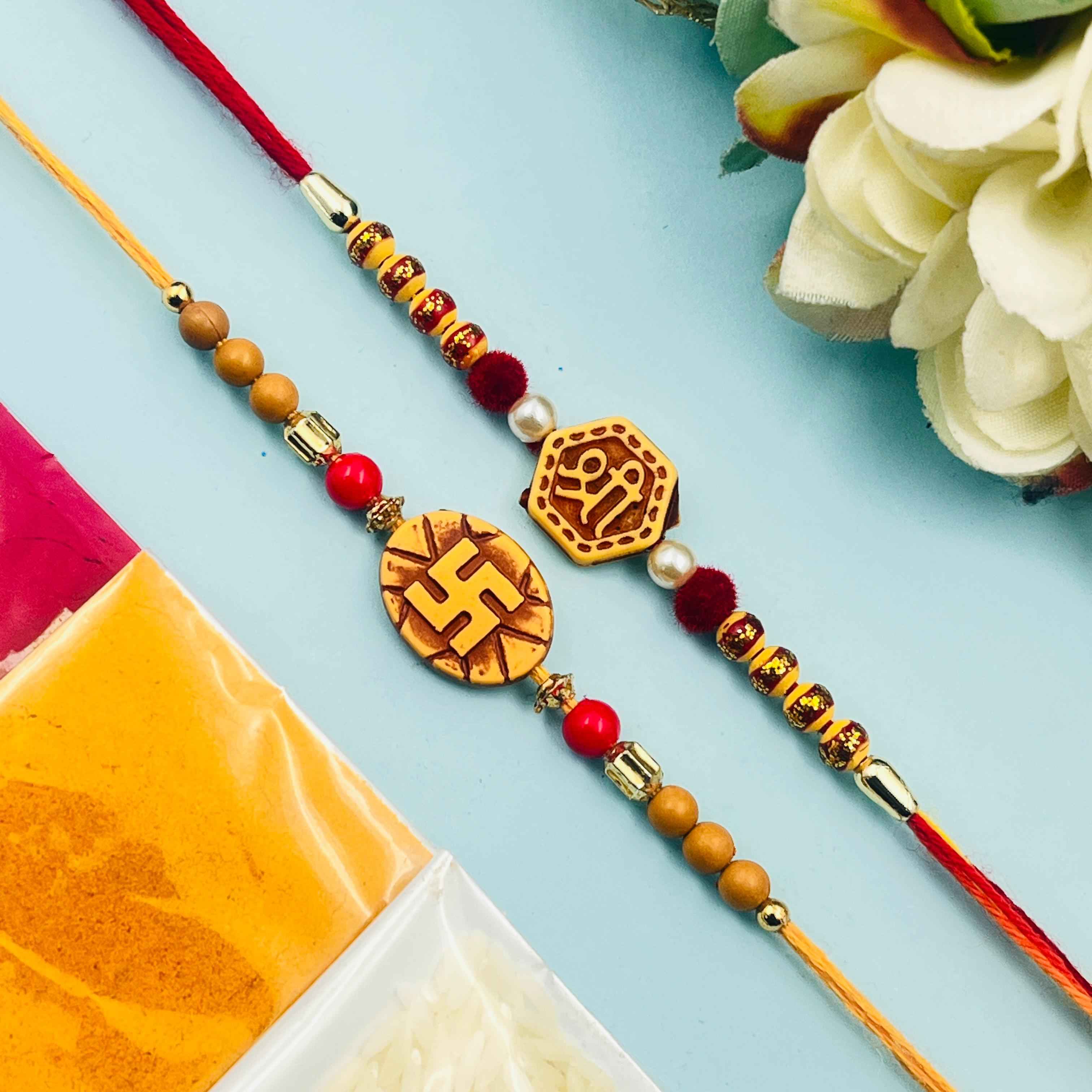 Rakhi Set with Swastik & Shri Symbol Set of 2