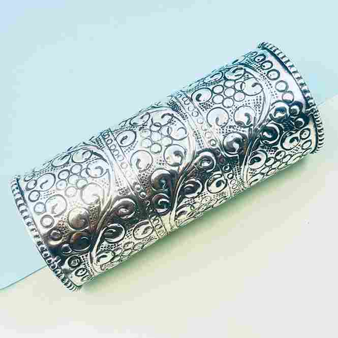 Oxidised Silver Plated Statement Cuff Bracelet | Ethnic Boho Kada 6 Inch