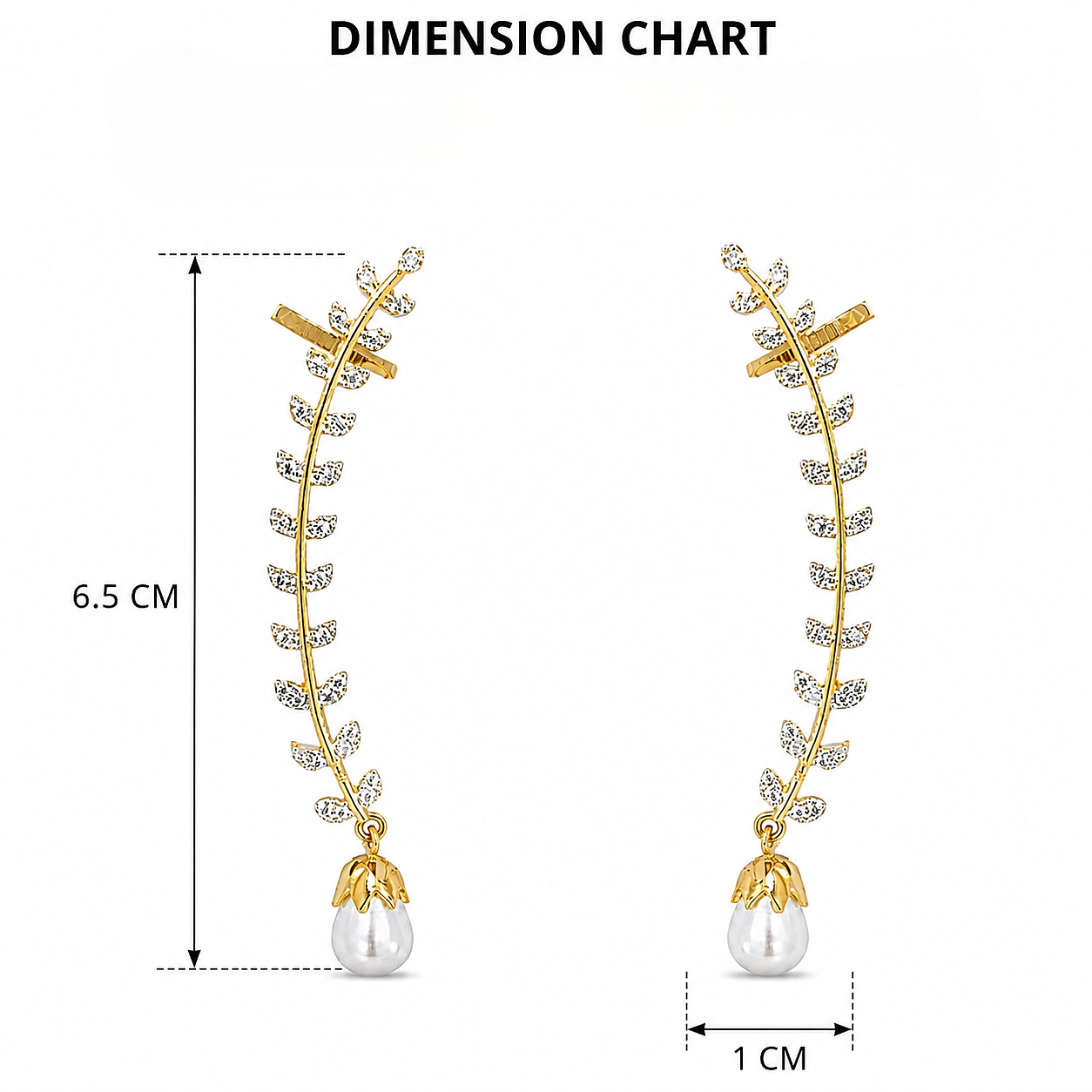 American Diamond Leaf Pearl Ear Crawler Cuff