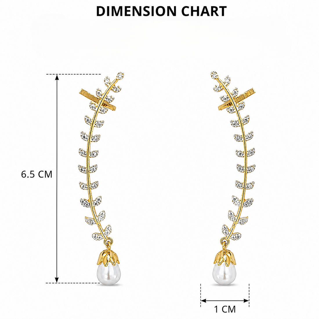 American Diamond Leaf Pearl Ear Crawler Cuff