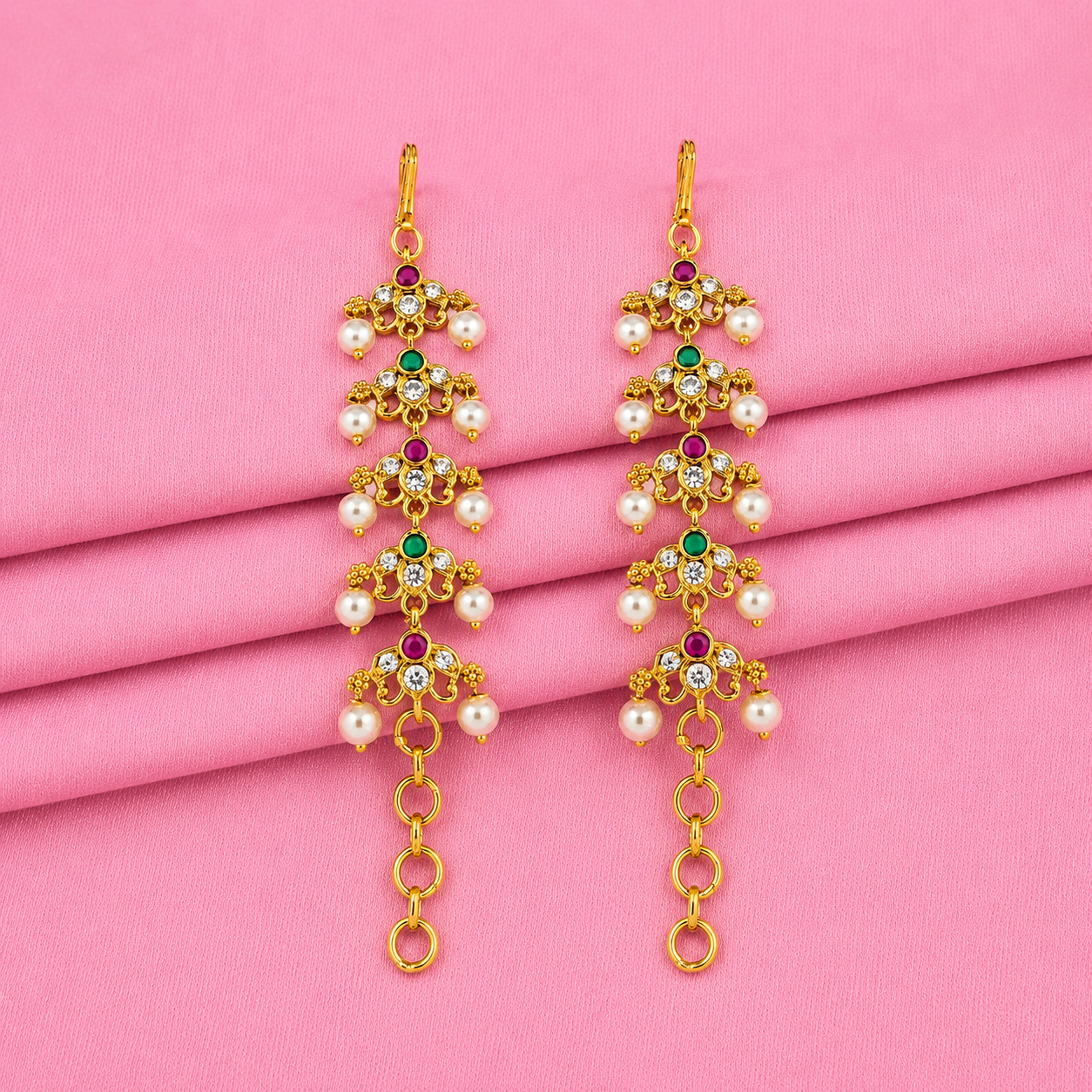 Gold Plated Lotus Ear Chain Matil
