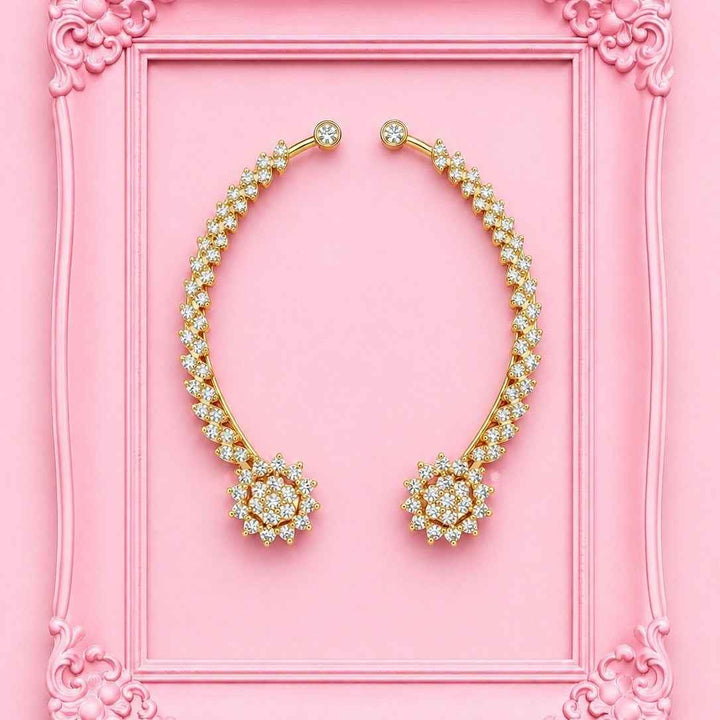 Gold Plated AD Floral Ear Cuff for Women⭐