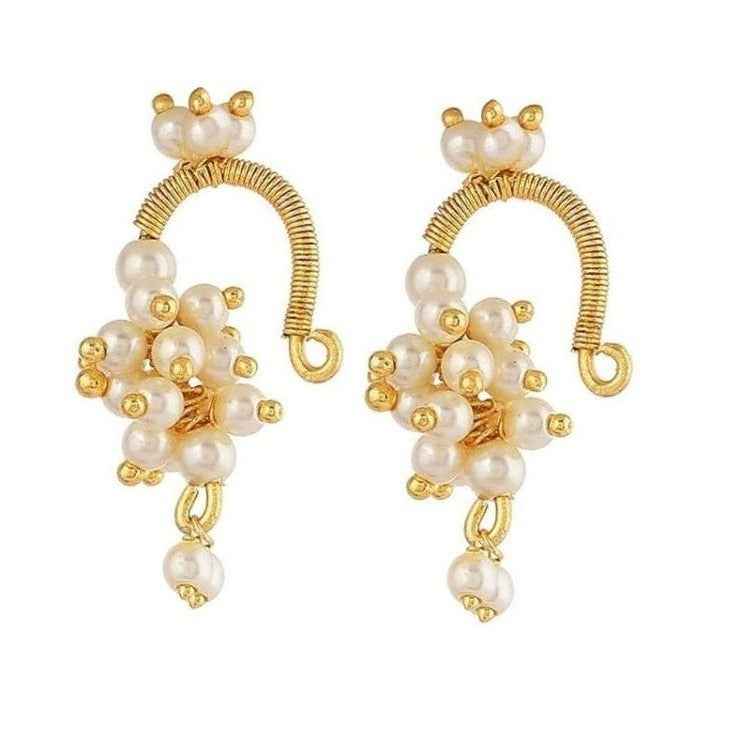 Gold Plated Pearl Bugdi Earrings