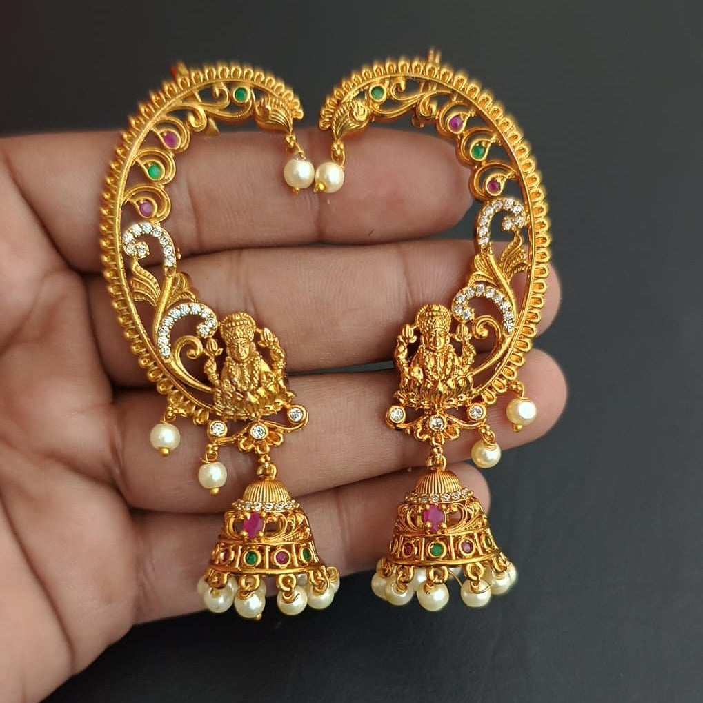 Lakshmi Peacock CZ Pearl Jhumka