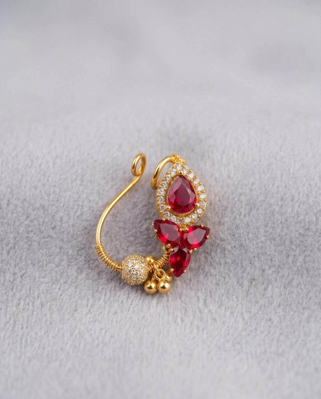Stylish stone nath nose ring traditional Maharashtrian bridal jewellery
