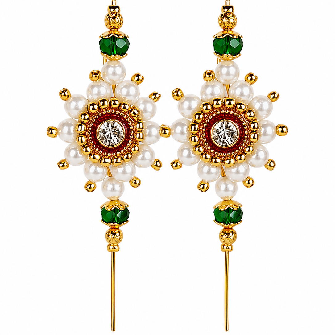 Gold Plated Bugadi with CZ Floral Design