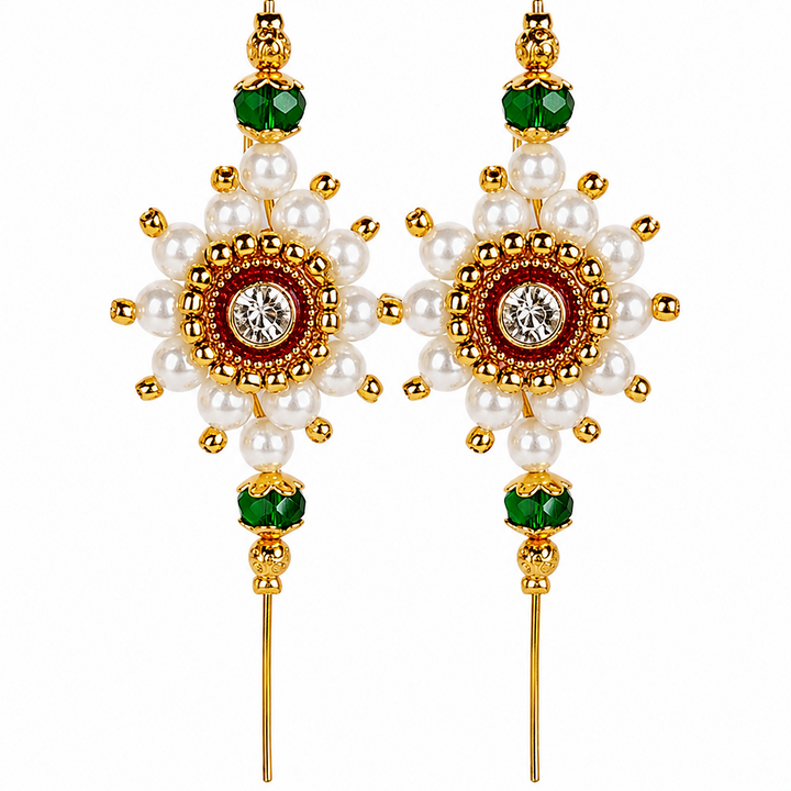 Gold Plated Bugadi with CZ Floral Design